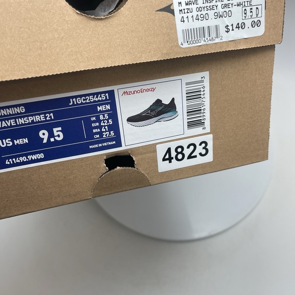 Mizuno Sneakers Mens 9.5 D Wave Inspire 21 411490.9W00 Running Gray Sneakers New - Picture 9 of 9